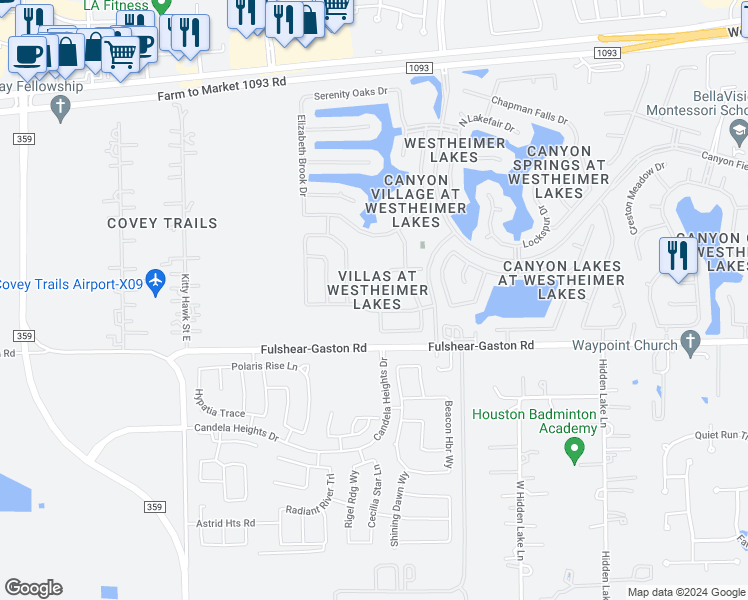 map of restaurants, bars, coffee shops, grocery stores, and more near 11011 Dellrose Crossing Drive in Richmond