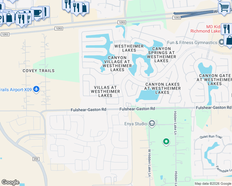 map of restaurants, bars, coffee shops, grocery stores, and more near 26107 Hebron Lane in Richmond