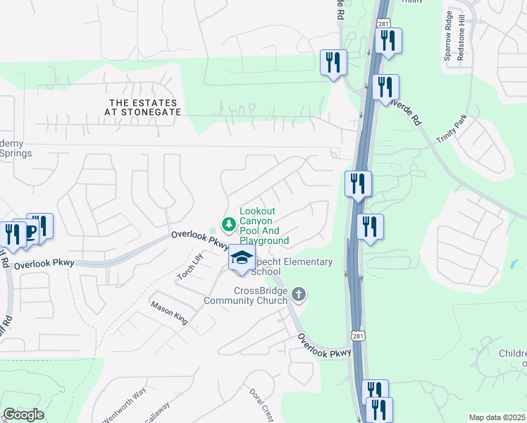 map of restaurants, bars, coffee shops, grocery stores, and more near 2461 Upton Village in San Antonio