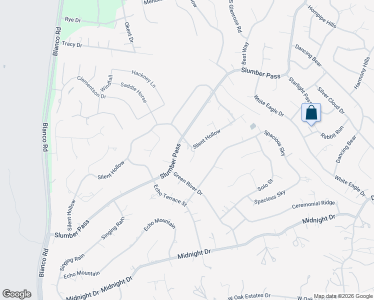 map of restaurants, bars, coffee shops, grocery stores, and more near 1506 Slumber Pass in San Antonio