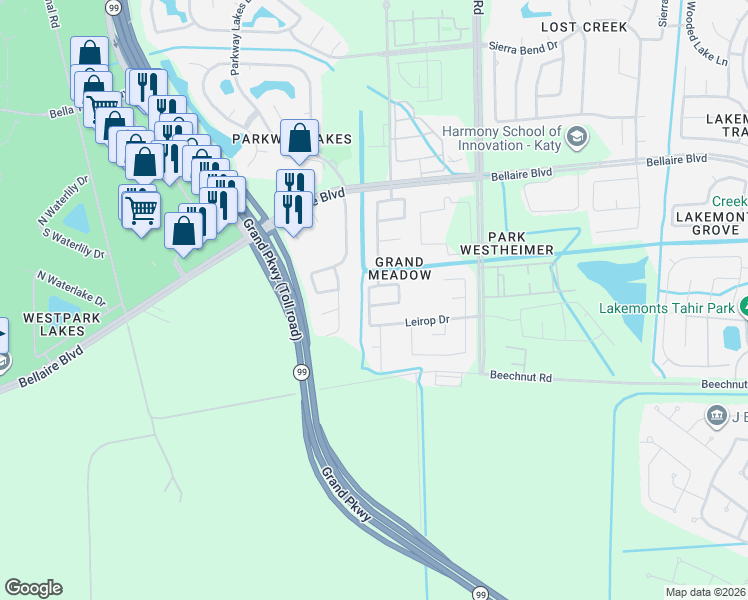map of restaurants, bars, coffee shops, grocery stores, and more near 22126 Marshaven Way in Richmond