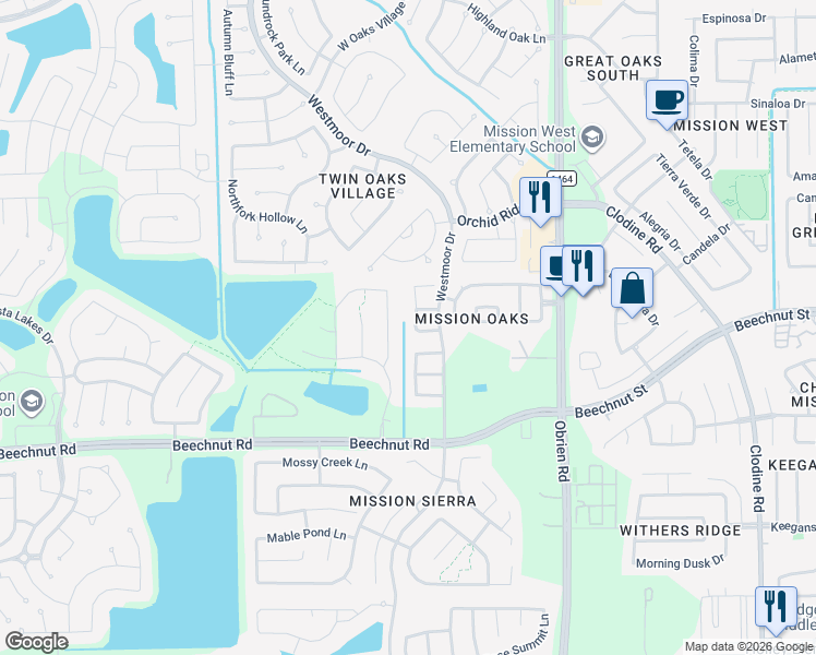 map of restaurants, bars, coffee shops, grocery stores, and more near 8450 Orchard Mist Lane in Richmond
