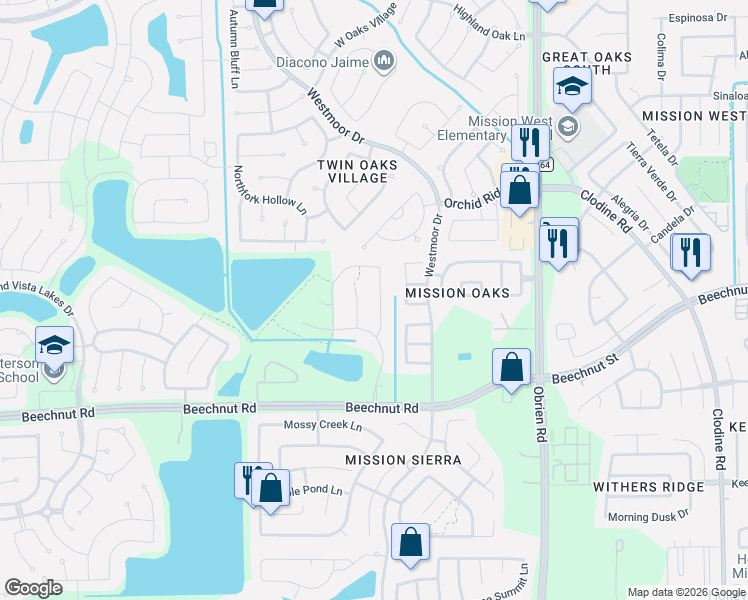 map of restaurants, bars, coffee shops, grocery stores, and more near 8454 Orchard Mist Lane in Richmond
