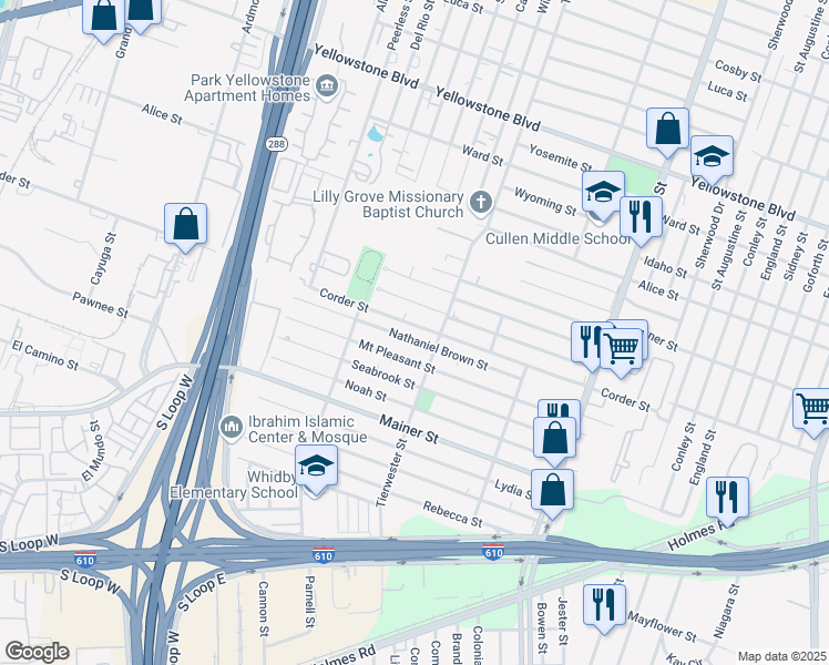 map of restaurants, bars, coffee shops, grocery stores, and more near 3555 Nathaniel Brown St in Houston