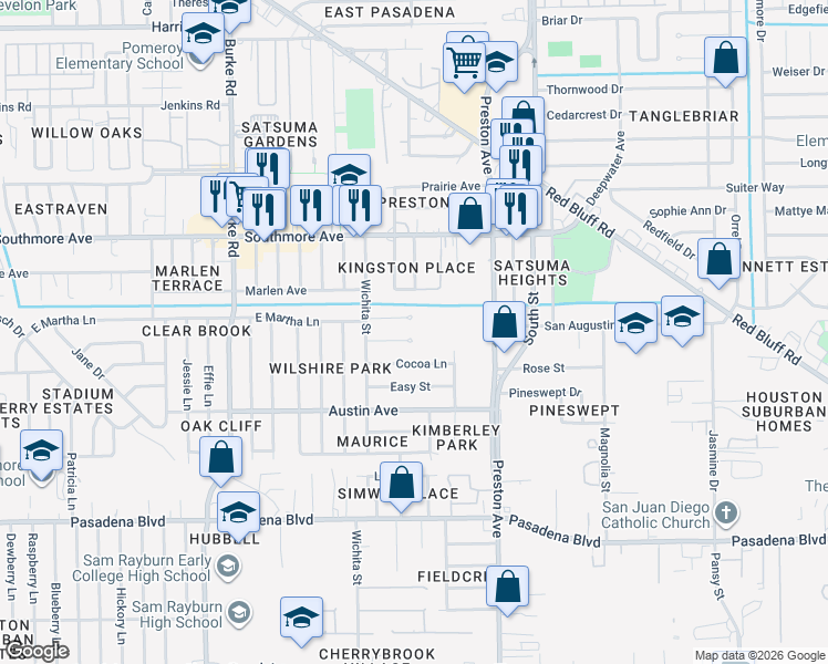 map of restaurants, bars, coffee shops, grocery stores, and more near 2515 Bravo Avenue in Pasadena