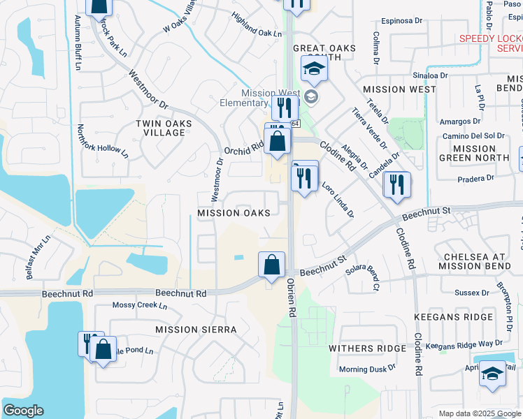map of restaurants, bars, coffee shops, grocery stores, and more near 17627 Barton Point Lane in Richmond