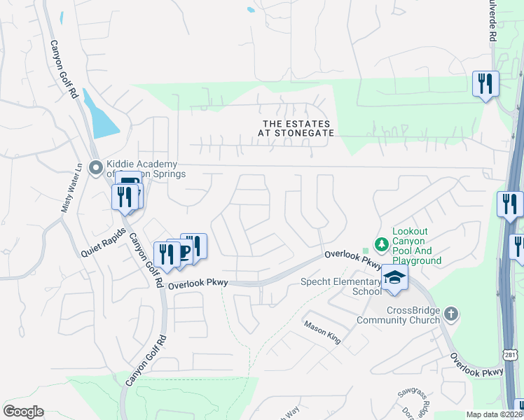 map of restaurants, bars, coffee shops, grocery stores, and more near 1511 Mallard Haven in San Antonio