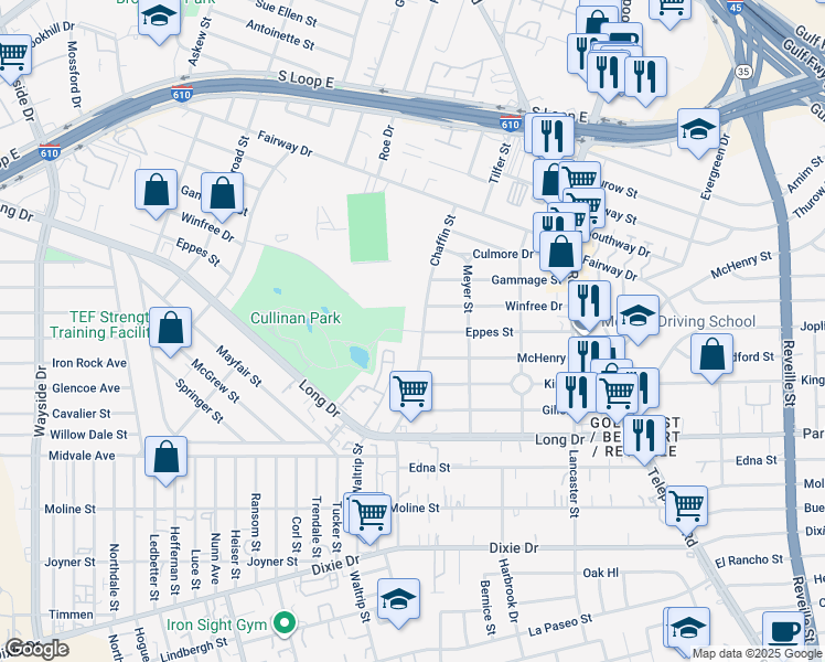 map of restaurants, bars, coffee shops, grocery stores, and more near in Houston