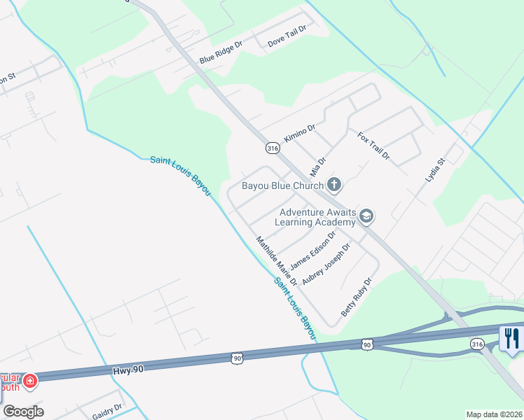 map of restaurants, bars, coffee shops, grocery stores, and more near Wallace Joseph Drive in Gray