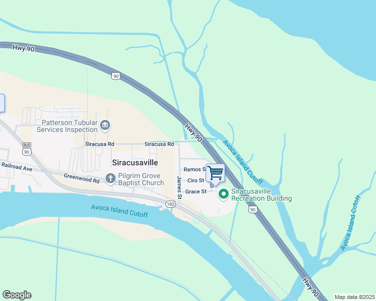 map of restaurants, bars, coffee shops, grocery stores, and more near 1418 James Street in Morgan City