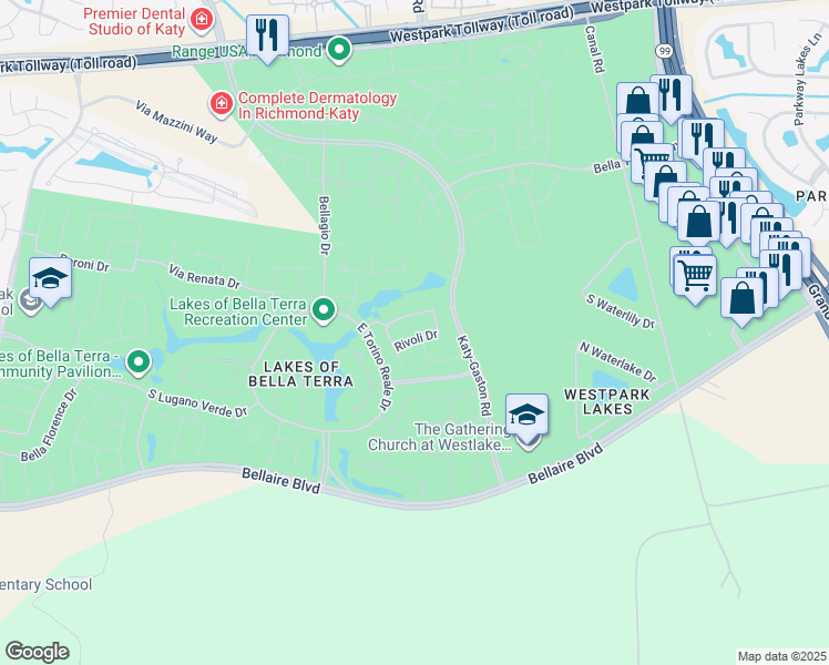 map of restaurants, bars, coffee shops, grocery stores, and more near 23618 Rivoli Drive in Richmond