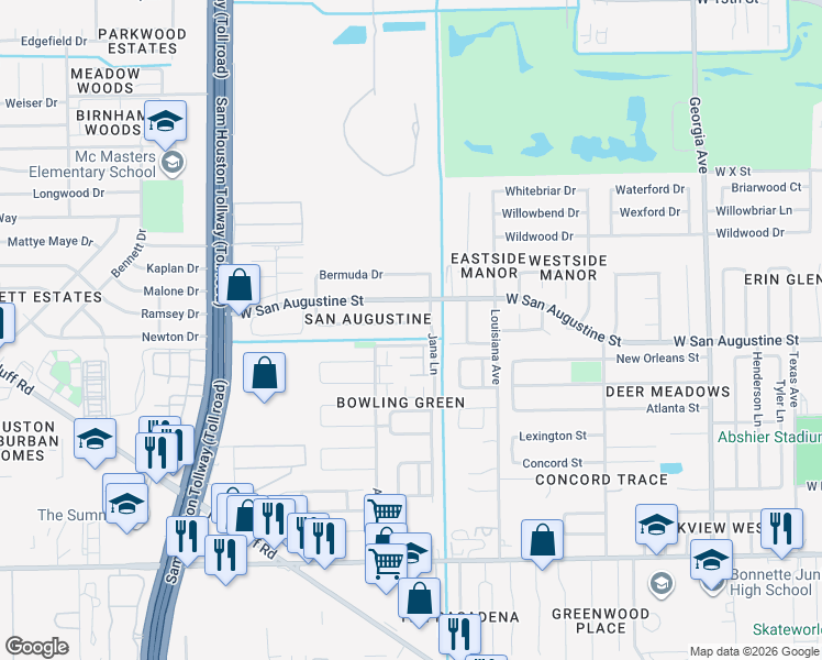 map of restaurants, bars, coffee shops, grocery stores, and more near 4222 Alecia Drive in Pasadena