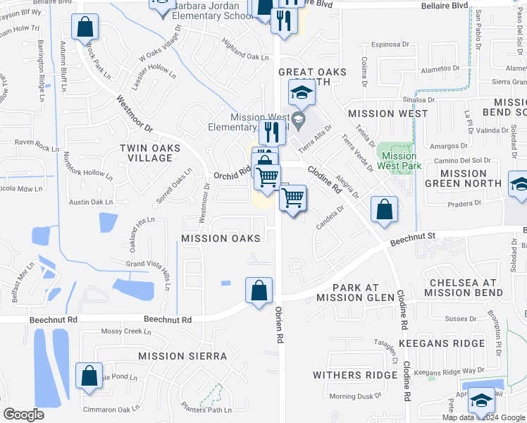 map of restaurants, bars, coffee shops, grocery stores, and more near 17606 Manchester Point Lane in Richmond