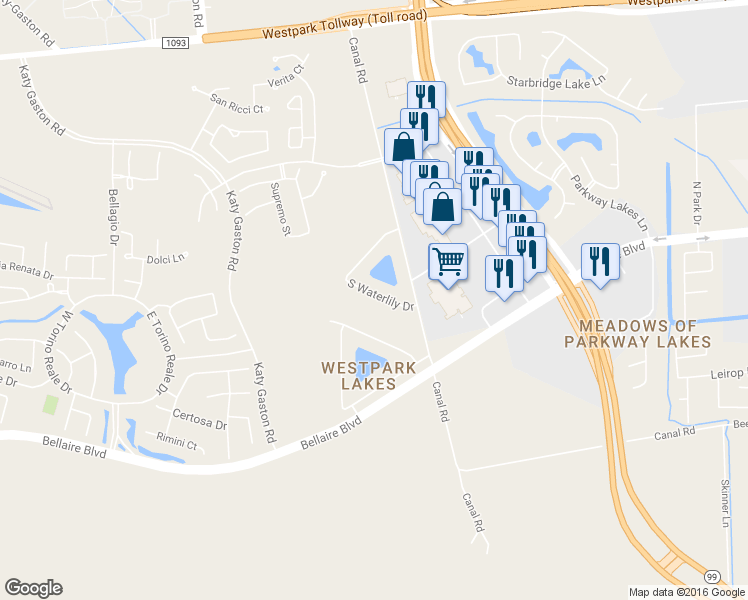 map of restaurants, bars, coffee shops, grocery stores, and more near 23039 South Waterlily Drive in Richmond