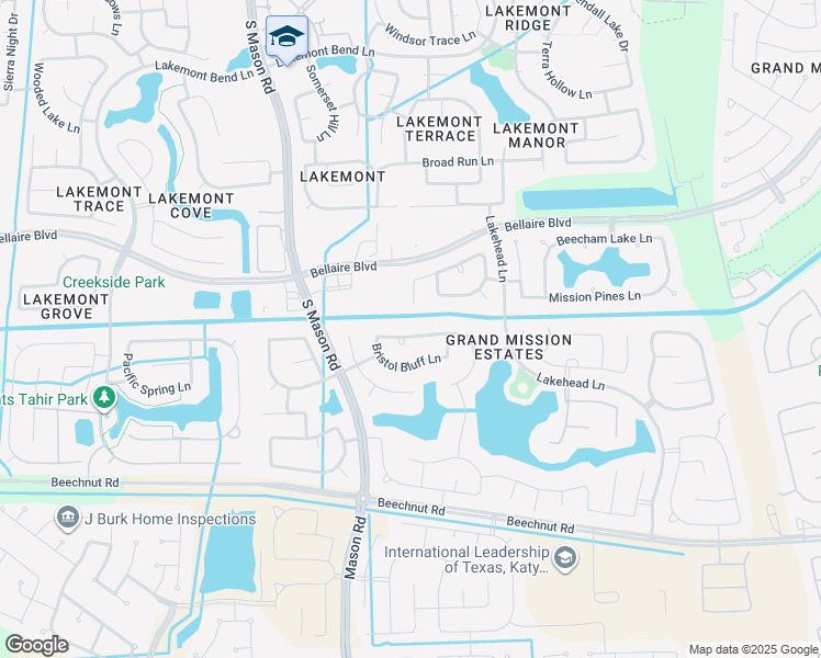 map of restaurants, bars, coffee shops, grocery stores, and more near 20219 Bandera Lake Lane in Richmond