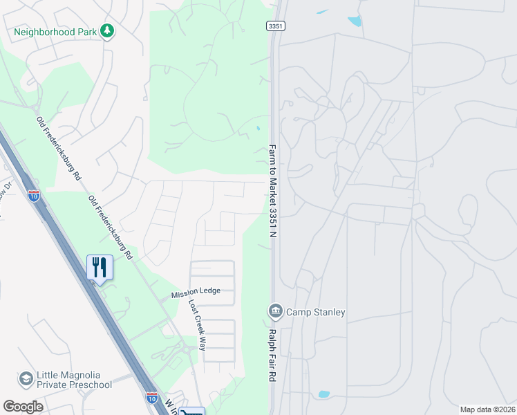 map of restaurants, bars, coffee shops, grocery stores, and more near 26306 Gibraltar in Boerne