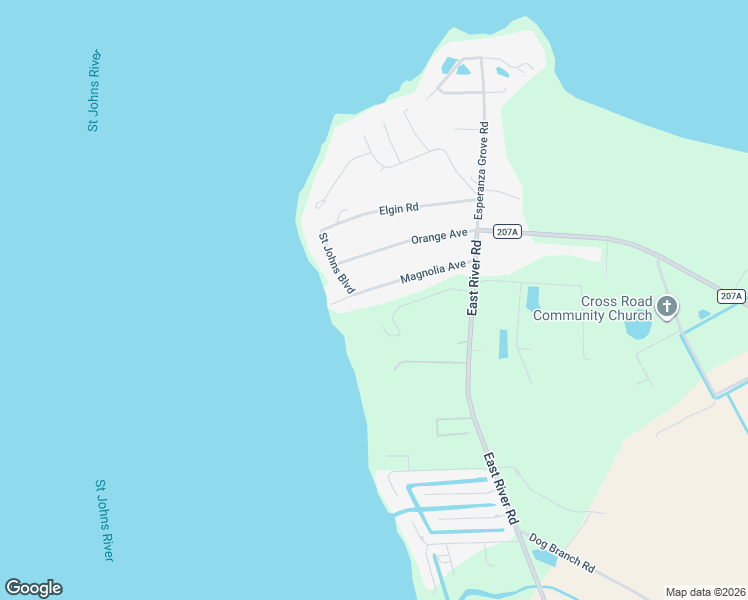 map of restaurants, bars, coffee shops, grocery stores, and more near 129 Magnolia Avenue in East Palatka