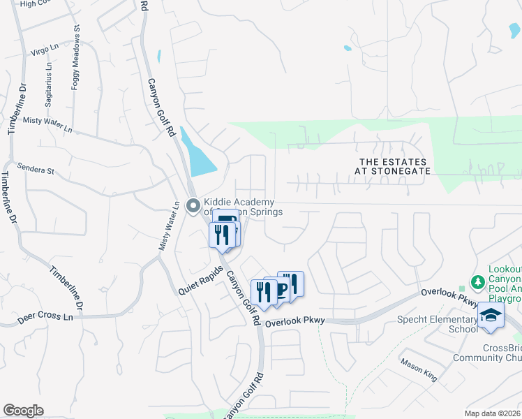 map of restaurants, bars, coffee shops, grocery stores, and more near 26322 Walden Oak in San Antonio