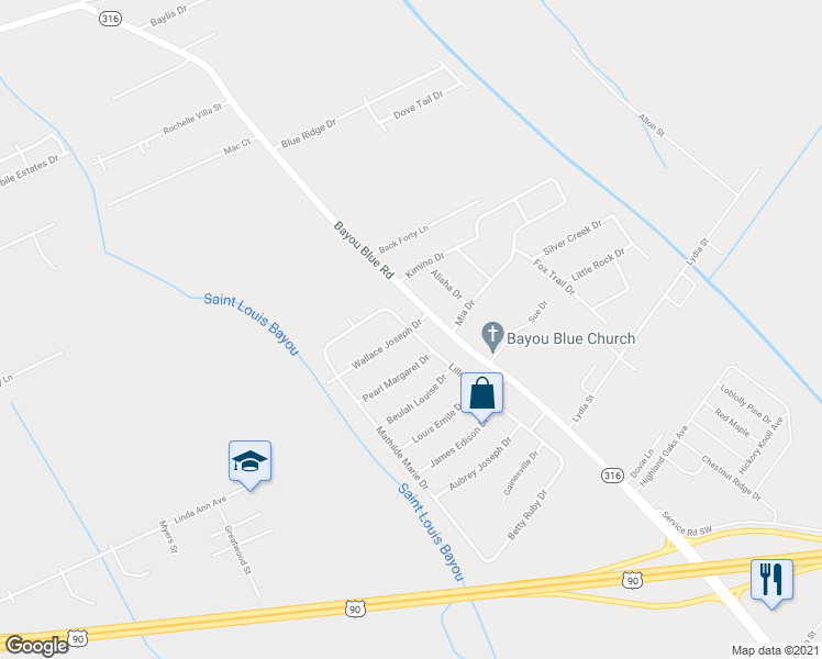 map of restaurants, bars, coffee shops, grocery stores, and more near Wallace Joseph Drive in Gray