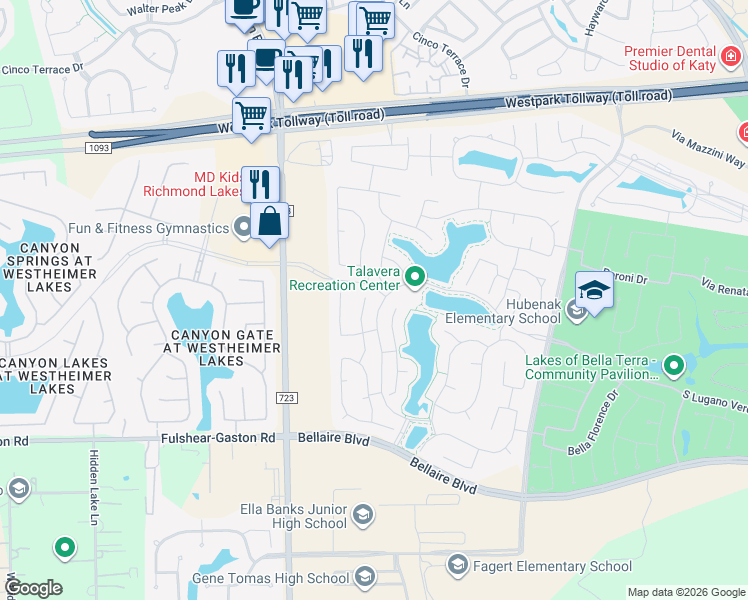 map of restaurants, bars, coffee shops, grocery stores, and more near 11234 Victoria Hollow Trace in Richmond