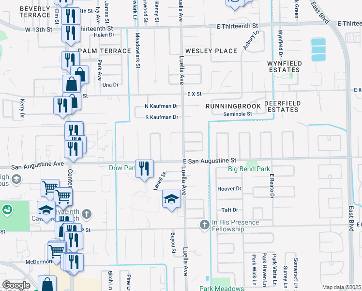 map of restaurants, bars, coffee shops, grocery stores, and more near 2218 Luella Avenue in Deer Park