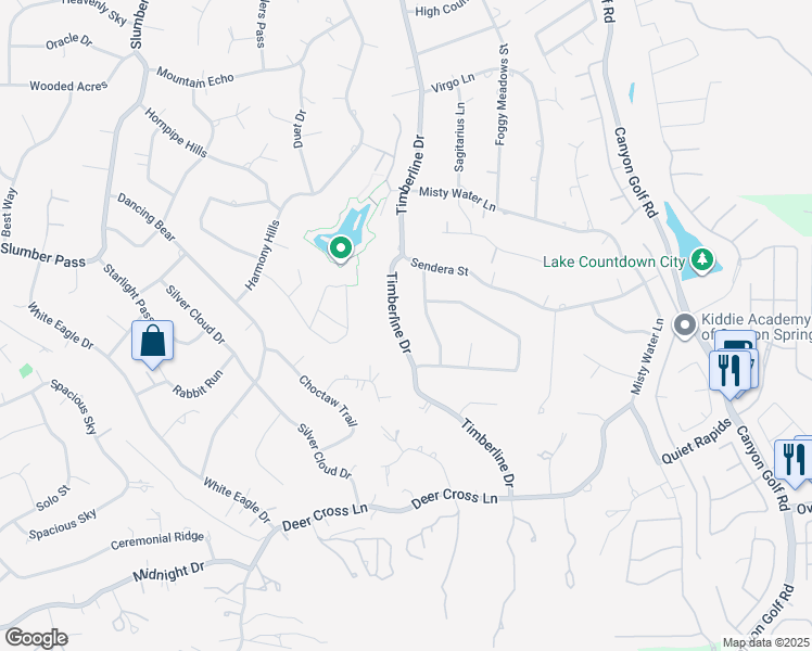 map of restaurants, bars, coffee shops, grocery stores, and more near 26310 Timberline Drive in San Antonio