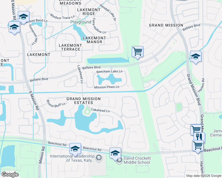 map of restaurants, bars, coffee shops, grocery stores, and more near 19727 Mission Pines Lane in Richmond