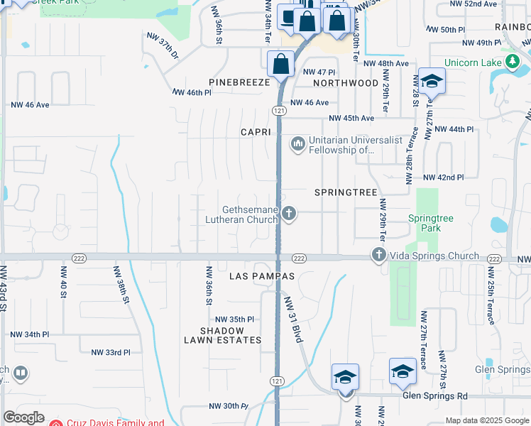 map of restaurants, bars, coffee shops, grocery stores, and more near in Gainesville