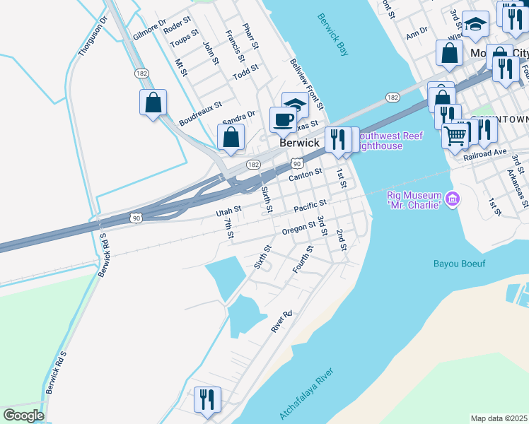 map of restaurants, bars, coffee shops, grocery stores, and more near Third in Berwick