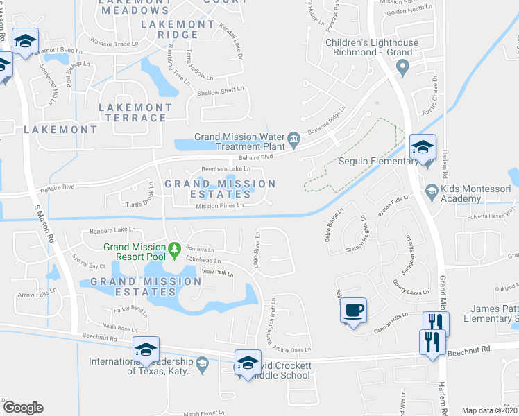 map of restaurants, bars, coffee shops, grocery stores, and more near 7511 Shadow Terrace Lane in Richmond