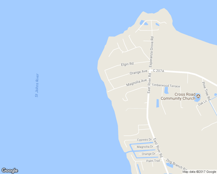 map of restaurants, bars, coffee shops, grocery stores, and more near 107 Saint Johns Boulevard in East Palatka