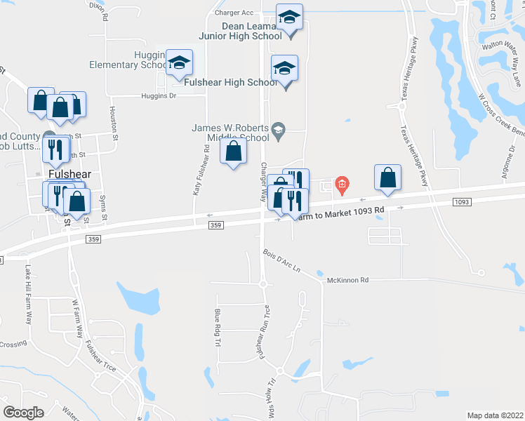 map of restaurants, bars, coffee shops, grocery stores, and more near  in 