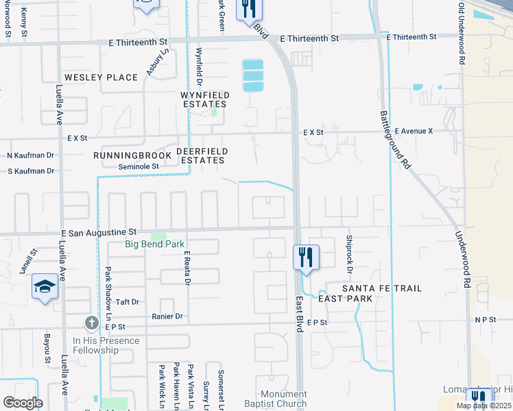 map of restaurants, bars, coffee shops, grocery stores, and more near 2302 Zavalla Drive in Deer Park