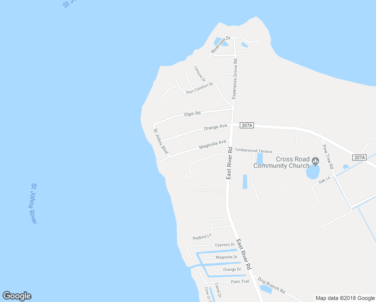 map of restaurants, bars, coffee shops, grocery stores, and more near 125 Magnolia Avenue in East Palatka
