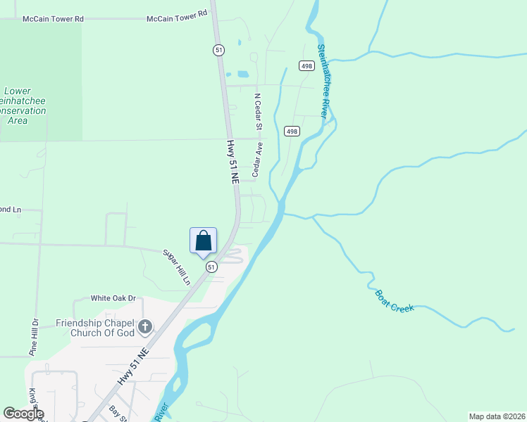 map of restaurants, bars, coffee shops, grocery stores, and more near 1229 River's Bend Way Northeast in Steinhatchee