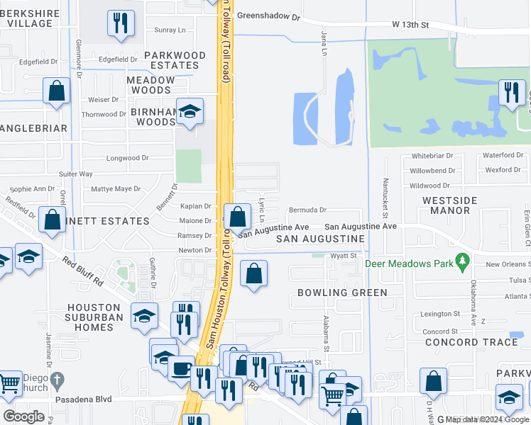 map of restaurants, bars, coffee shops, grocery stores, and more near 1179 Lyric Lane in Pasadena