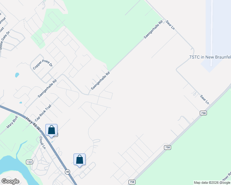 map of restaurants, bars, coffee shops, grocery stores, and more near 773 County Road 135 in New Braunfels