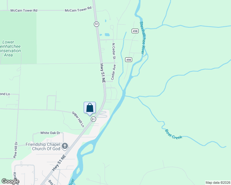 map of restaurants, bars, coffee shops, grocery stores, and more near 1229 River's Bend Way Northeast in Steinhatchee