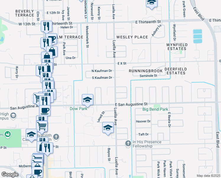 map of restaurants, bars, coffee shops, grocery stores, and more near 2218 Luella Avenue in Deer Park