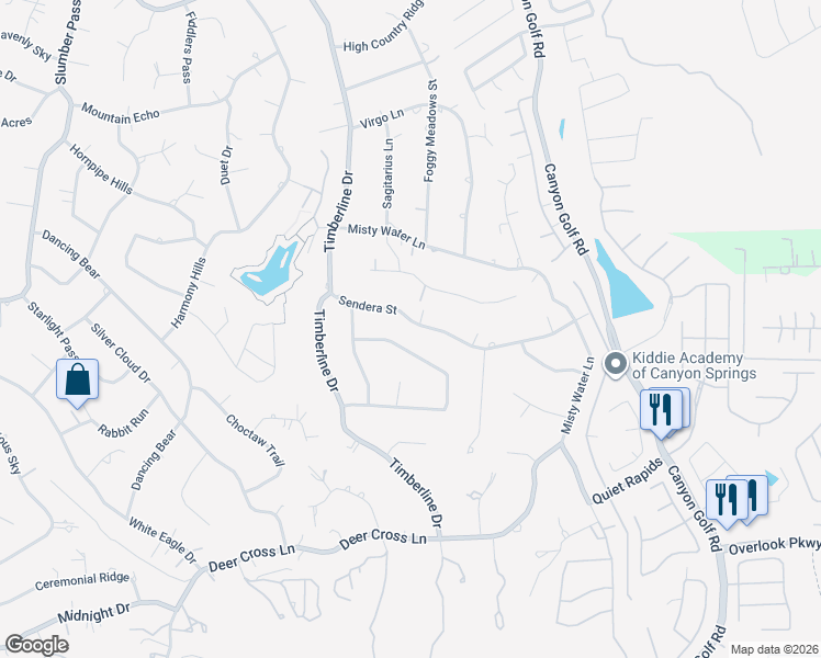 map of restaurants, bars, coffee shops, grocery stores, and more near 512 Sendera Street in San Antonio