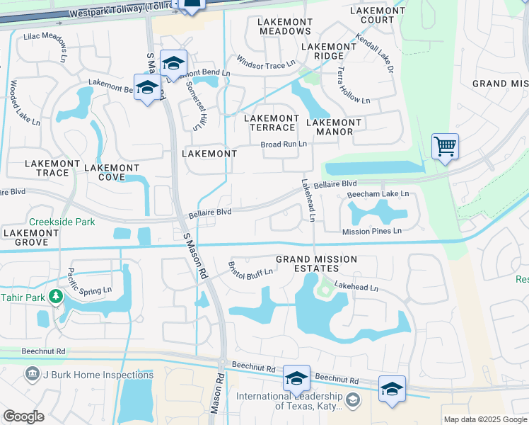 map of restaurants, bars, coffee shops, grocery stores, and more near 20214 Norwood Point Lane in Richmond