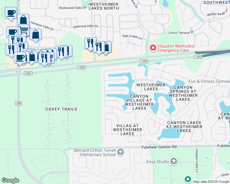map of restaurants, bars, coffee shops, grocery stores, and more near 26234 Crystal Cove Lane in Richmond
