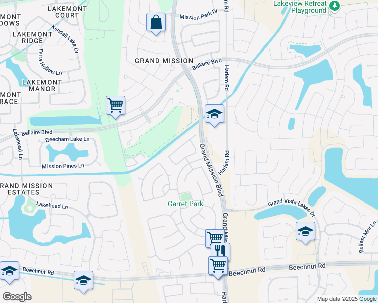 map of restaurants, bars, coffee shops, grocery stores, and more near 7815 Iris Glen Lane in Richmond