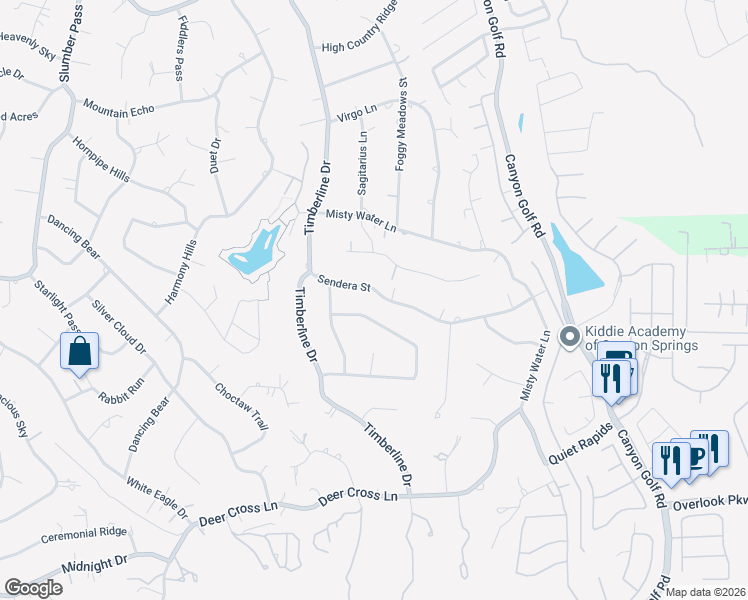 map of restaurants, bars, coffee shops, grocery stores, and more near 512 Sendera Street in San Antonio