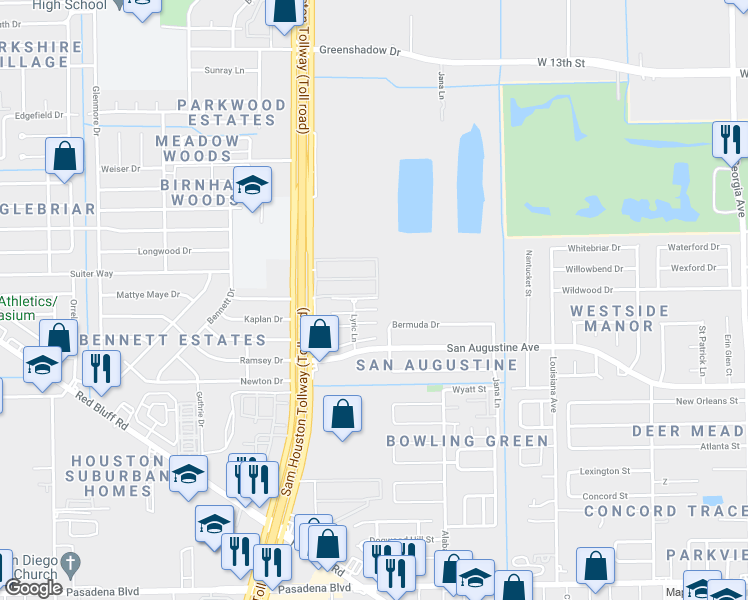 map of restaurants, bars, coffee shops, grocery stores, and more near 1117 Lyric Lane in Pasadena