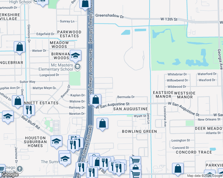 map of restaurants, bars, coffee shops, grocery stores, and more near 1111 Lyric Lane in Pasadena