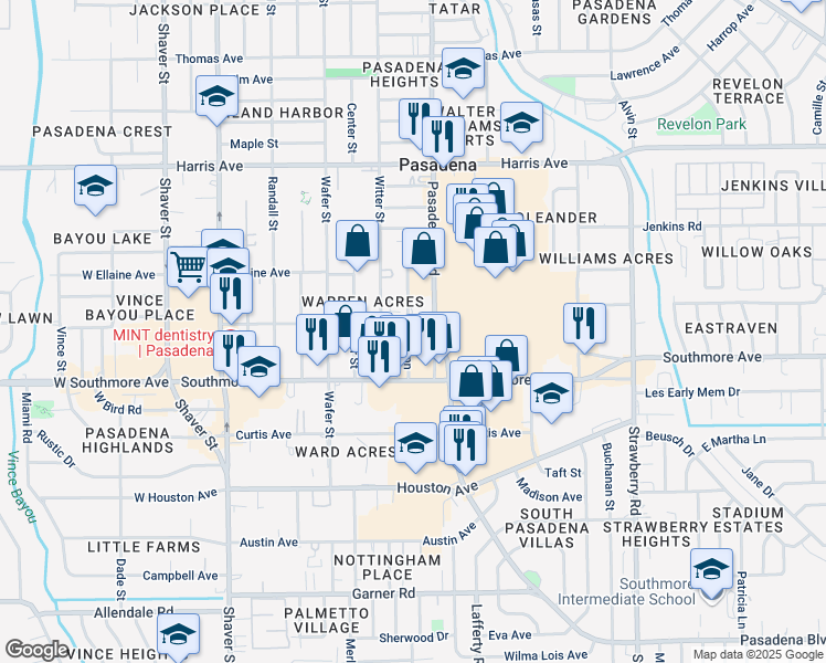 map of restaurants, bars, coffee shops, grocery stores, and more near 42 Ann in Pasadena