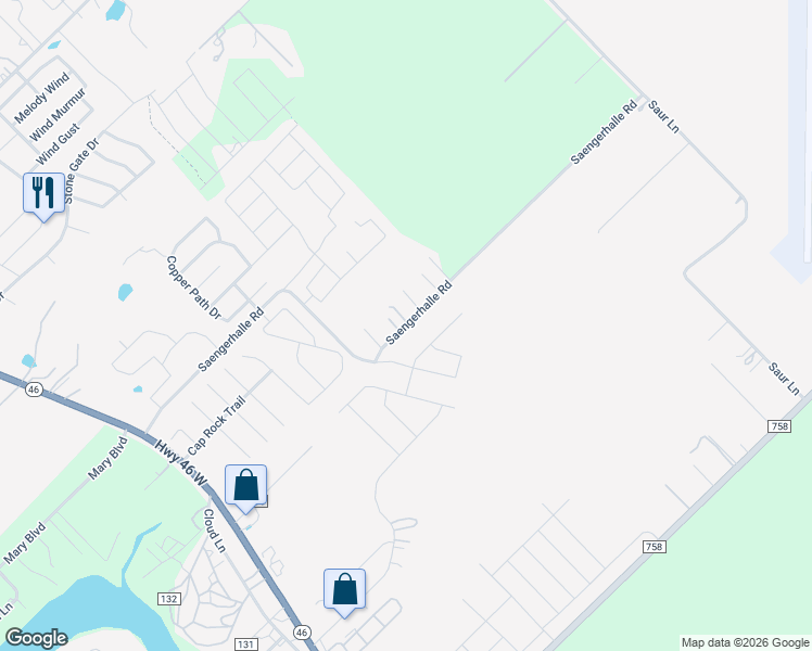 map of restaurants, bars, coffee shops, grocery stores, and more near 724 Saengerhalle Road in New Braunfels