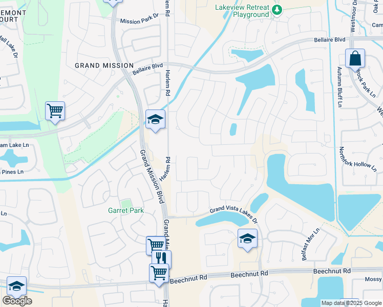 map of restaurants, bars, coffee shops, grocery stores, and more near 19018 Northwood Arbor Trail in Richmond