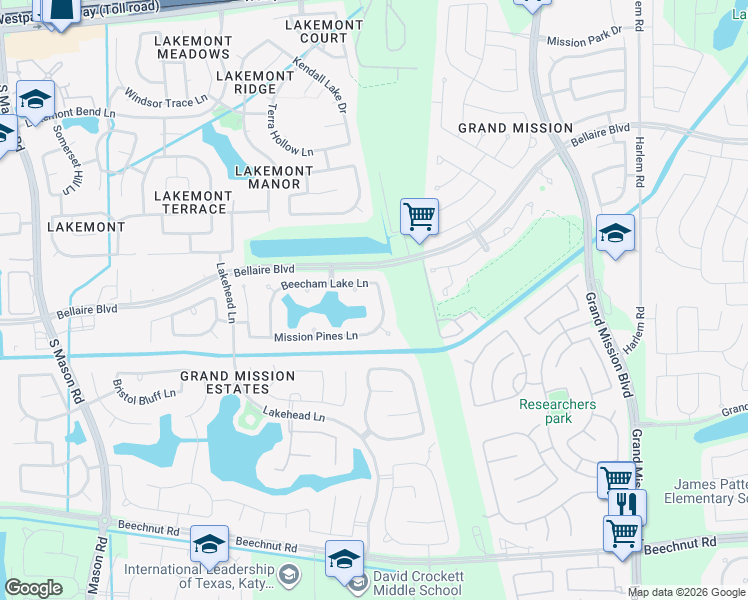 map of restaurants, bars, coffee shops, grocery stores, and more near 7414 Shadow Terrace Lane in Richmond